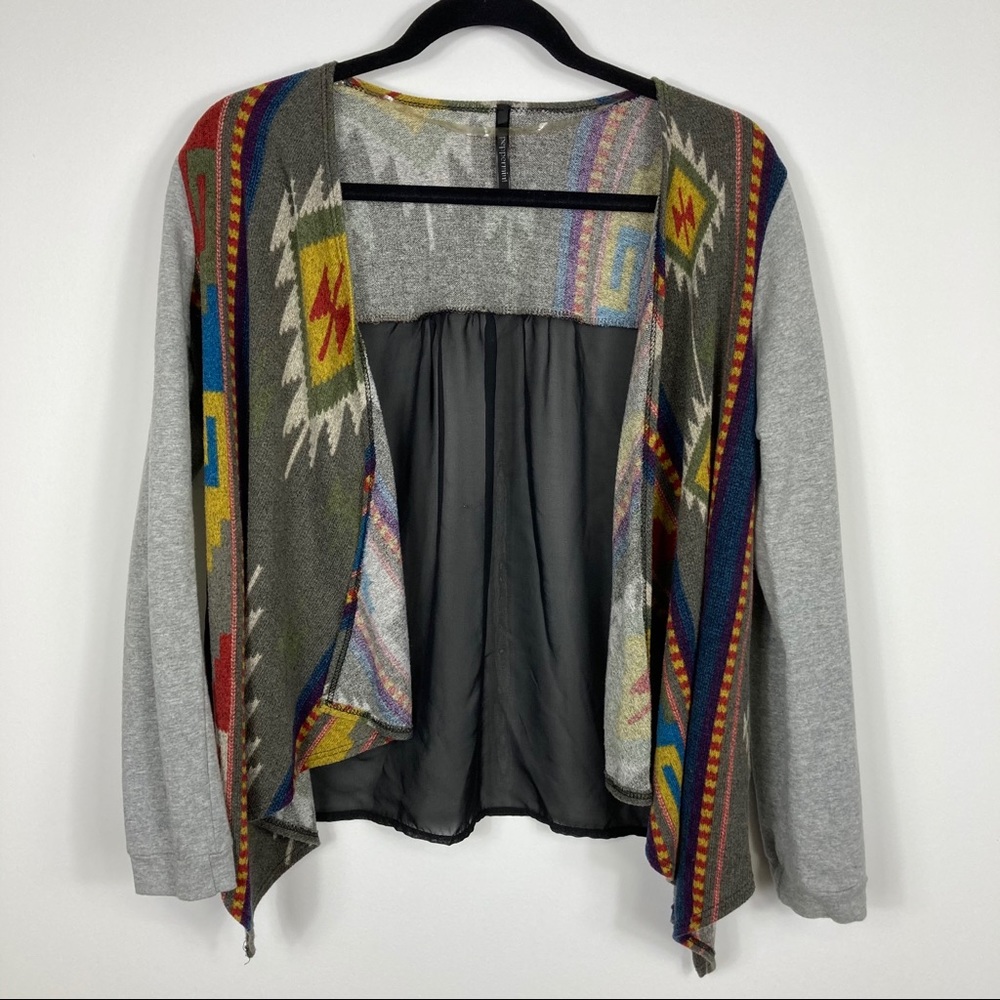 Peppermint Brand Women's Aztec Print Cardigan With Sheer Back Size Small